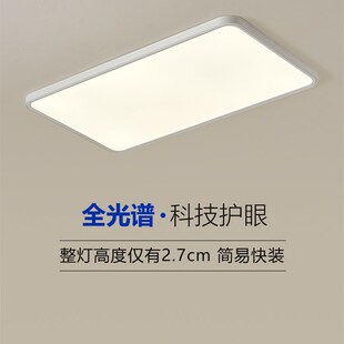 速发小智光 无缝全光谱超薄护眼吸顶灯长方形客厅灯大气简约时能