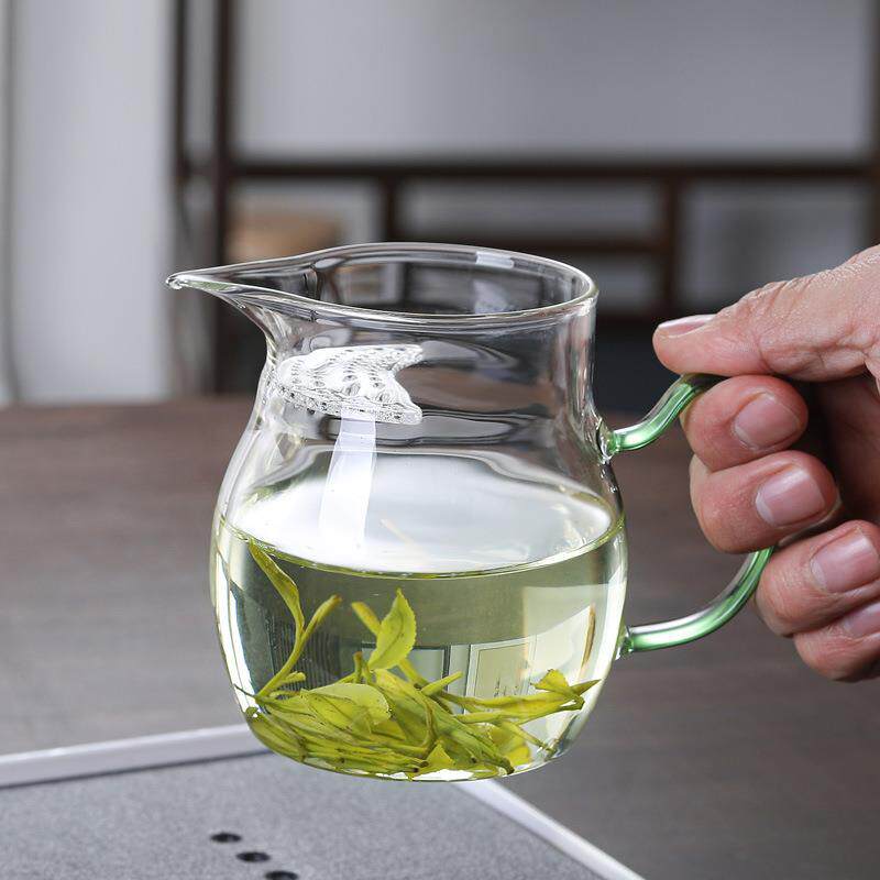 现货加厚玻e璃公道杯茶漏一体大容量分茶器绿茶泡茶杯过滤耐热月