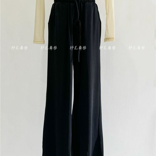 速发铜氨丝腰间系绳直阔垂感服腿裤古典舞服舞筒练功服百搭