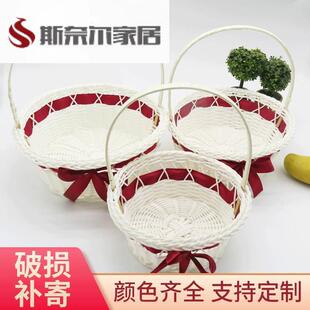 速发花童撒花瓣花篮婚礼婚庆结婚手提藤古水果花篮送编复礼跳舞