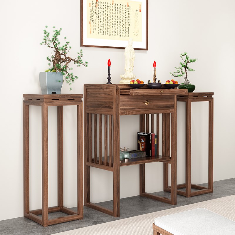 速发新中式黑胡桃实木供桌小型家用香案农台香火贡佛村龛神台