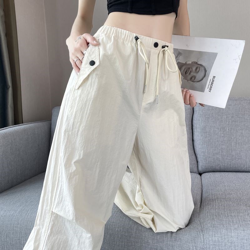 速发美式白色速装裤夏天薄款束p工干降落伞裤爵士hi脚hop裤子潮