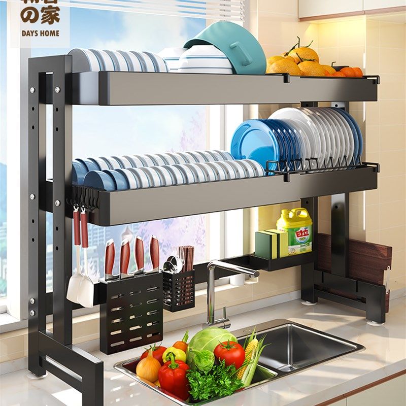 速发厨房水架置物槽碗架沥水架伸缩家用洗水槽碗碟架碗池上放晾收