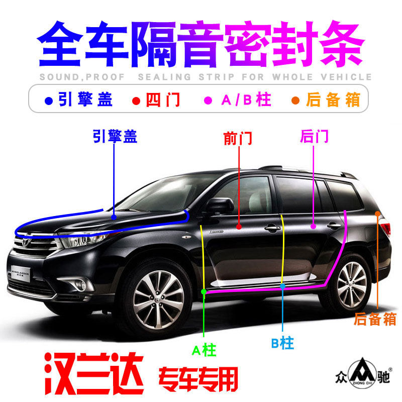 速发适用新丰款老田汉兰达全车门噪音降隔密封条防尘改装配件装饰