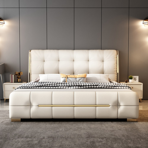 真皮床主卧室2米x2米2双人婚床