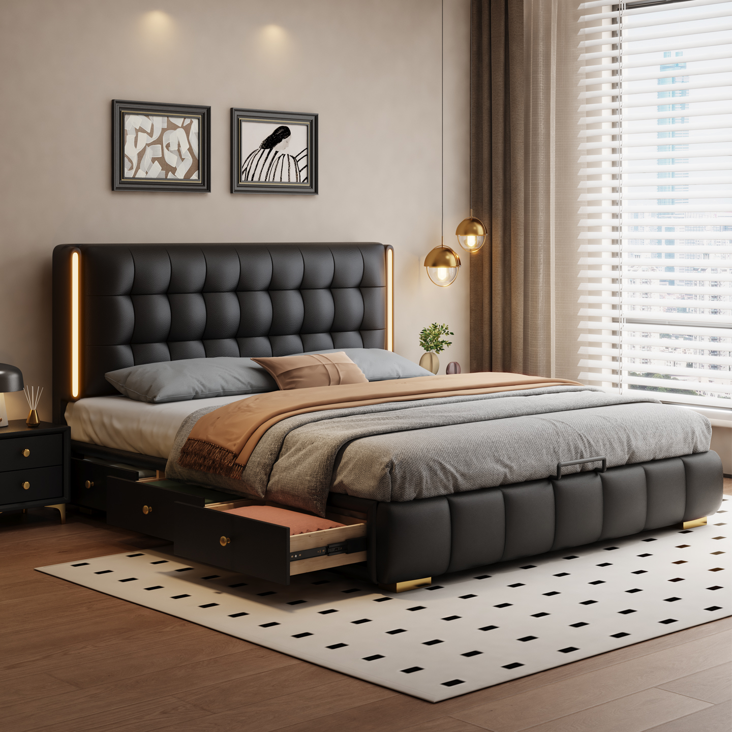 真皮床意式2米x2米2主卧双人大床