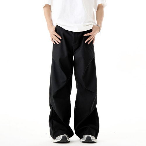 小众褶皱黑色西裤小个子也可以穿