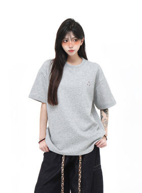 MAX ME凉感速干防螨虫短袖男女国潮夏季圆领设计感潮流拼接t恤