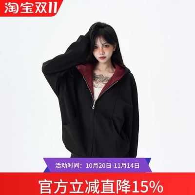 MAXME春季美式复古连帽卫衣