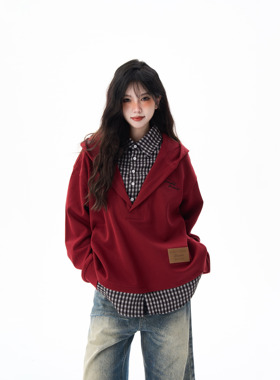 MAX ME帅气假两件卫衣春秋cleanfit