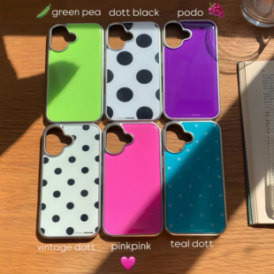 byemypie韩国代购正品“纯色波点”迪丽热巴同款iPhone17promax手机壳air苹果15pm银边16pro壳14Pro手机套
