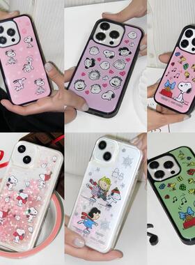highcheeks韩国代购正品snoopy史努比联名款iPhone17promax手机壳可爱16Pro黑边滴胶苹果15/14/13滴胶壳air