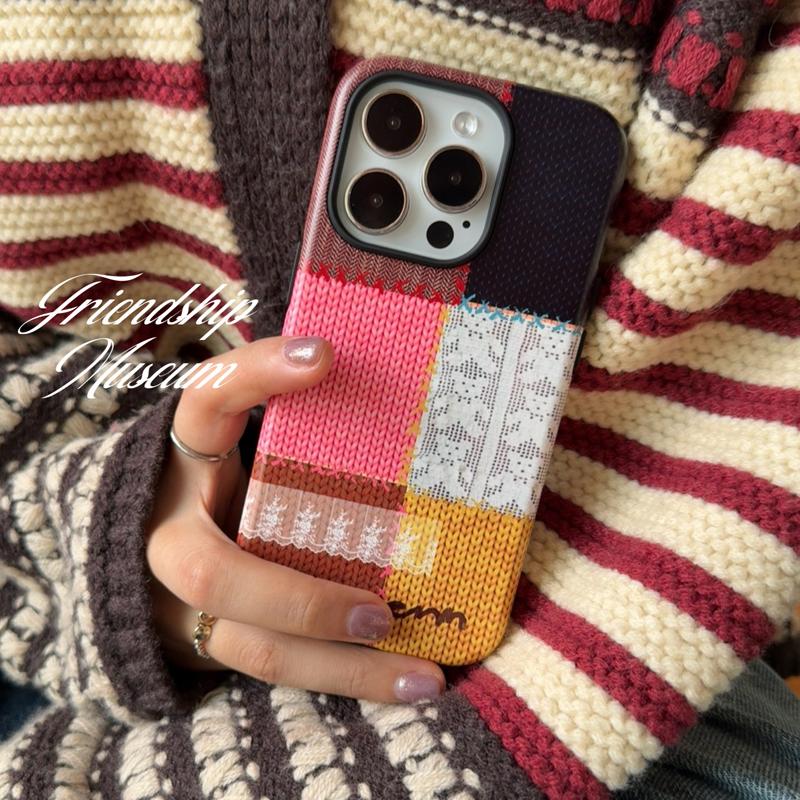 SecretRoom原创温暖过冬拼接毛衣适用于苹果16Promax手机壳小众iPhone15/14Promax/13pro韩国磨砂菲林全包壳