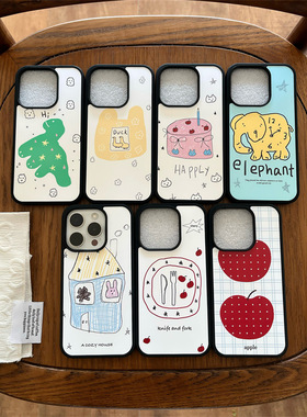 SecretRoom【涂鸦插画】黑边iPhone16Promax手机壳小众原创设计苹果15pm小众14Pro卡通ins风13全包防摔