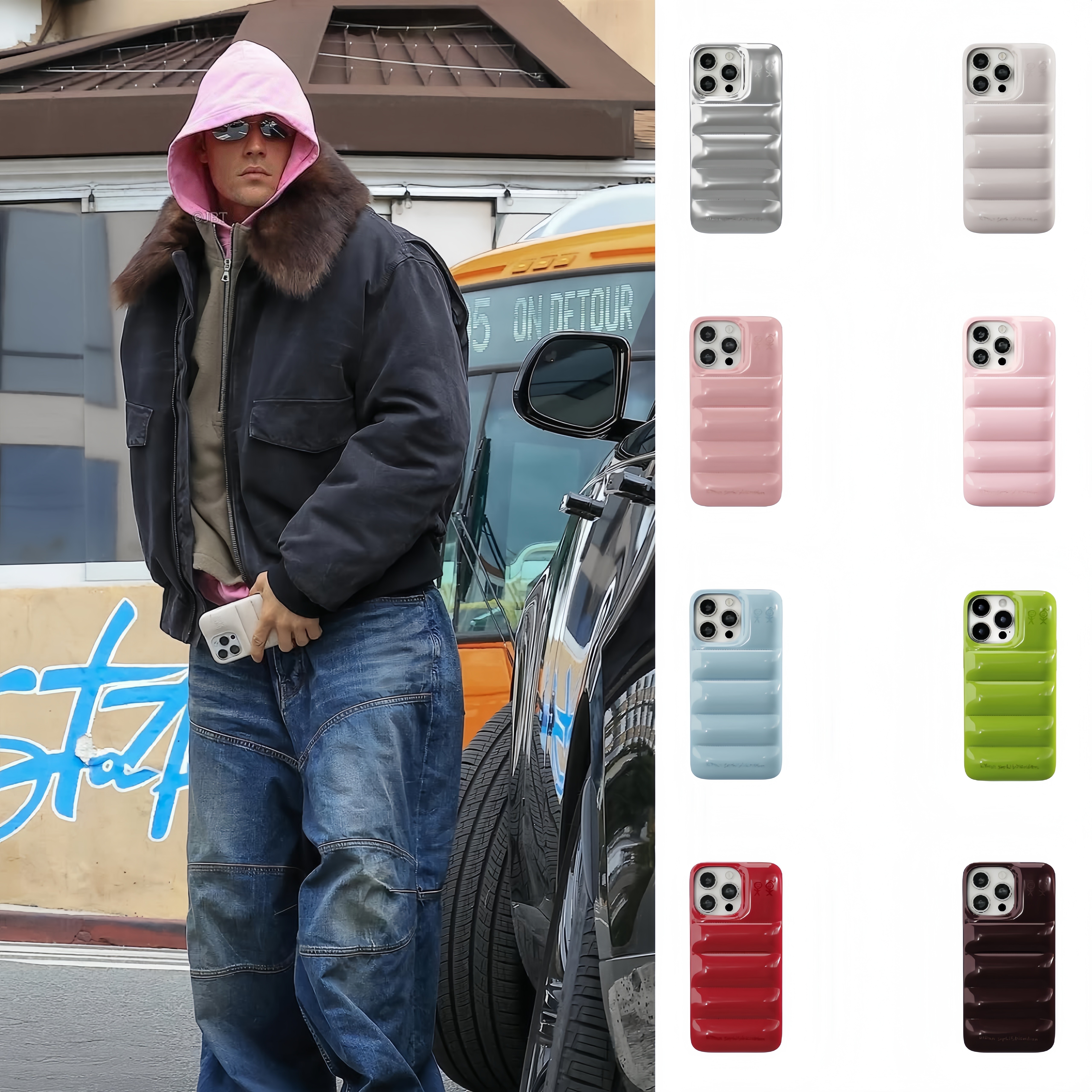 【现货】韩国代购Urban Sophistication充棉羽绒服苹果17promax手机壳欧美明星同款iPhone16Pro/15/14/13防摔 - 实物图