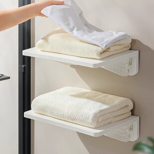 日本进口浴室可折叠毛巾架卫生间免打孔置物架放衣服神器隐形浴巾
