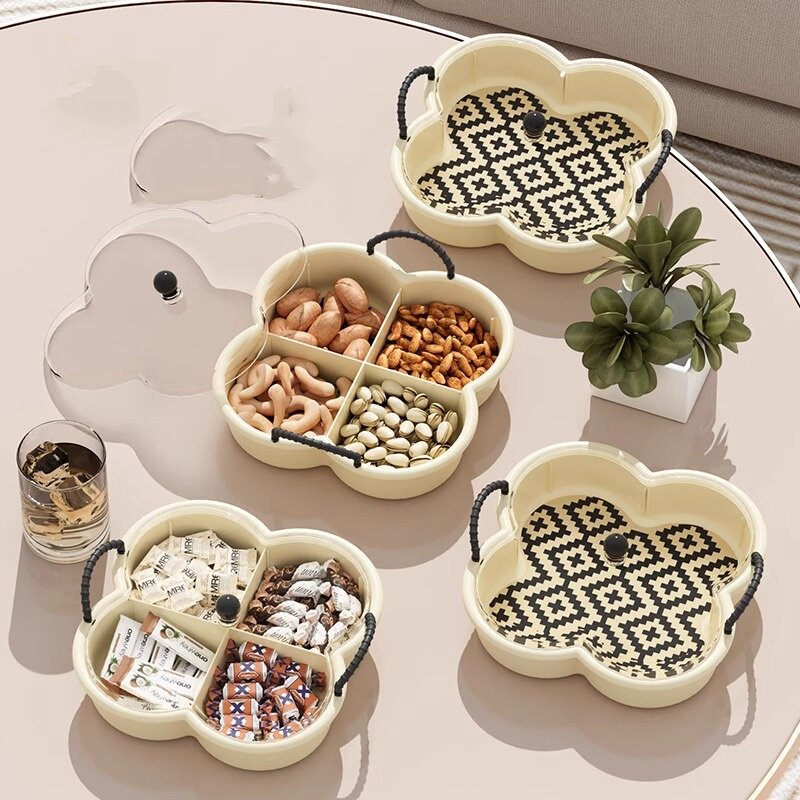 日本进口四宫格干果盘坚果瓜子盘家用客厅茶几2026新款水果糖果盒