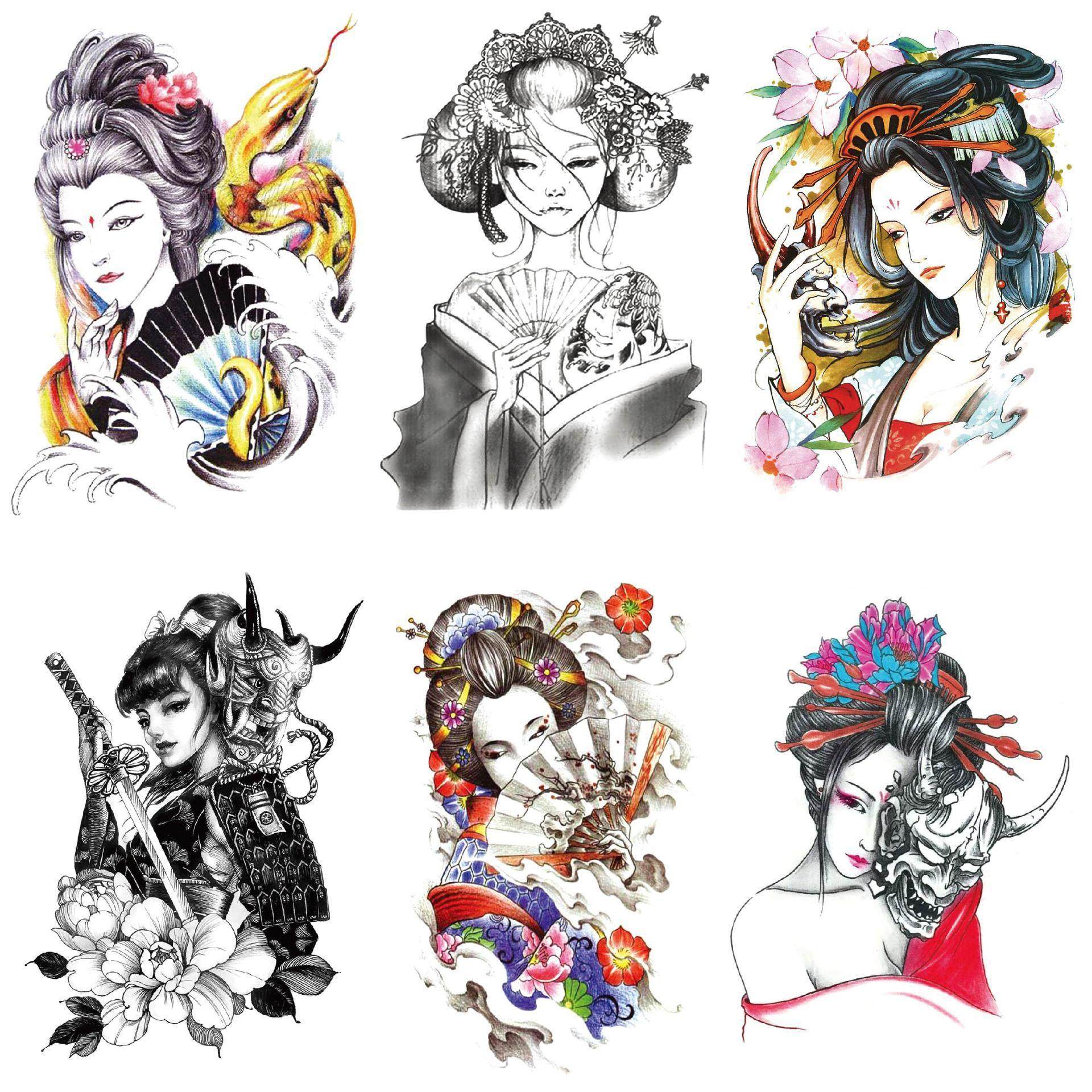 艺伎纹身贴花臂纹身贴人物花臂纹身贴纹身贴花臂现货