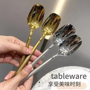 不锈钢调勺子家用长勺柄儿童餐小韩网红风精致甜品勺子女羹勺