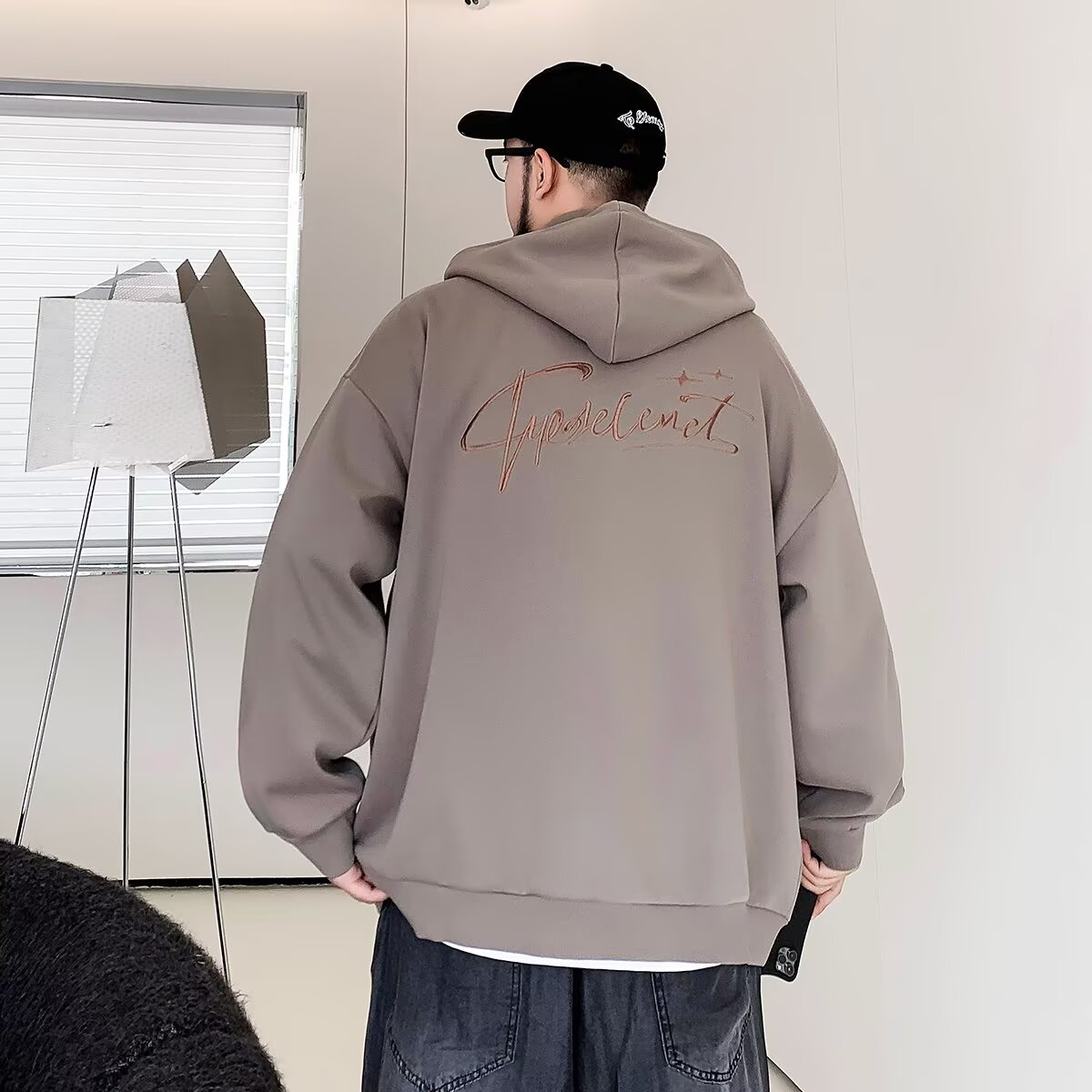 PANG哥 潮牌大码男装2025秋胖子连帽开衫卫衣男好看加肥加大帽衫