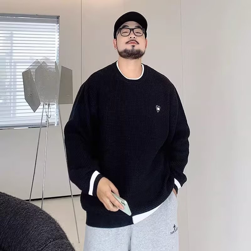 宽松圆领毛衣男套头针织衫
