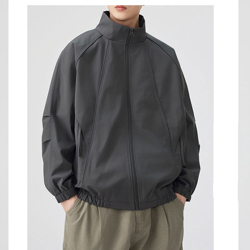 PANG哥 大码秋冬潮牌百搭上衣夹克男简约冲锋衣潮流日系翻领外套