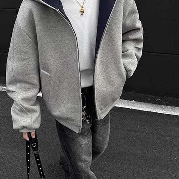 PANG哥 潮牌黑色外套大码男装秋胖子开衫连帽卫衣男宽松加大帽衫