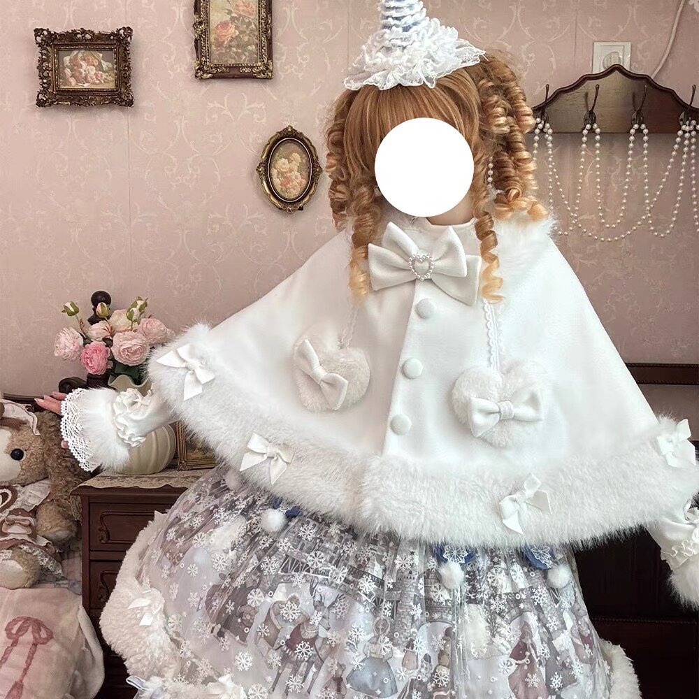 秋冬保暖猫耳毛绒斗篷Lolita
