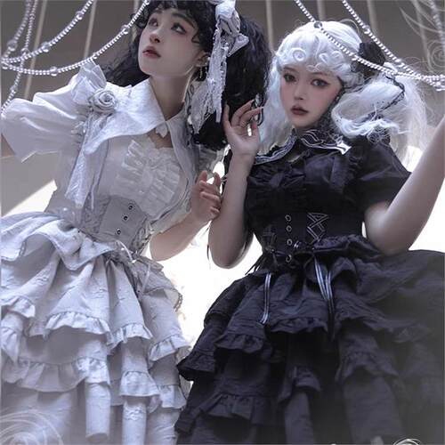 lolita裙蔷薇序曲sk甜心贩售机哥特风洛丽塔鱼骨狗短lo裙
