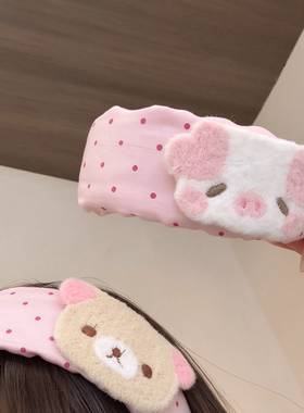 小猪波点发箍日系古早轻松熊发夹