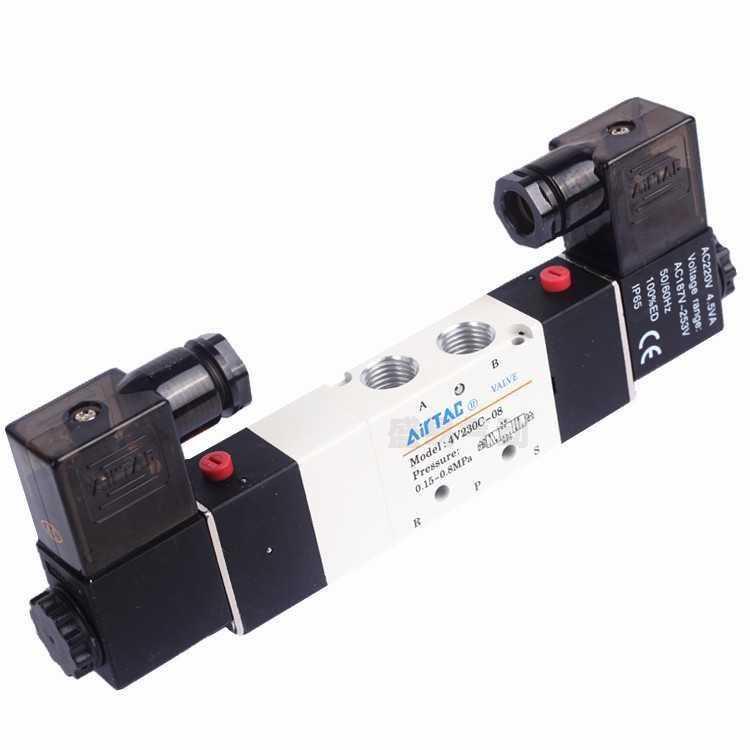 好货德客电磁阀4V230C-08三位五通中封式24V气动换向控制Y阀220V