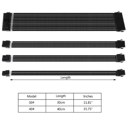 好货1Set 30cm40cm ATX Basic Extension Cable Kit PC GPU CPU