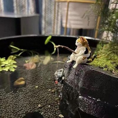 1Pcs Fi Tank Landscaping Vivid ape Cute Cat Series