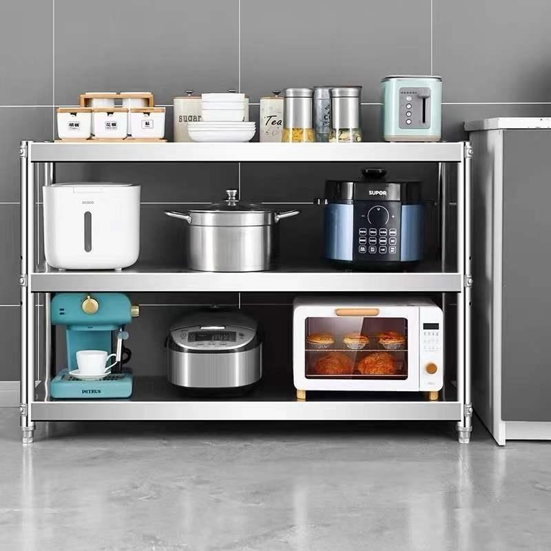 置物架3层锈钢落多地微多层家用波炉烤不箱厨房储物货架功UNI能架