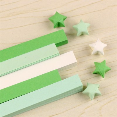 纯色蓝色星星折纸条 夜光手工叠小星星许愿瓶 彩色闪钻五角星成品