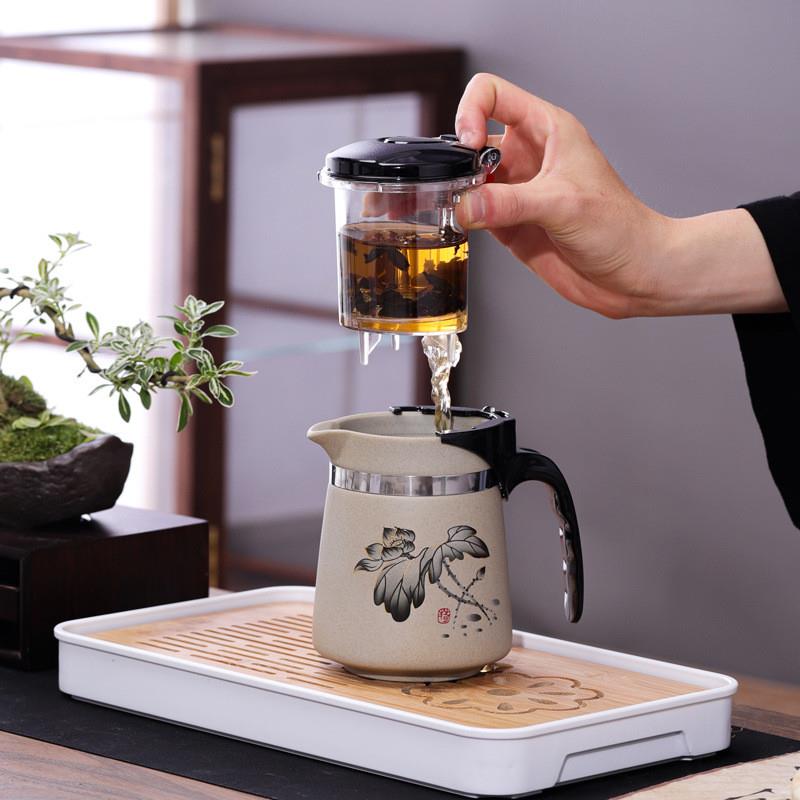 好货2023新款陶瓷飘逸杯泡茶家用沏茶过滤冲茶器茶水分离粗陶茶壶