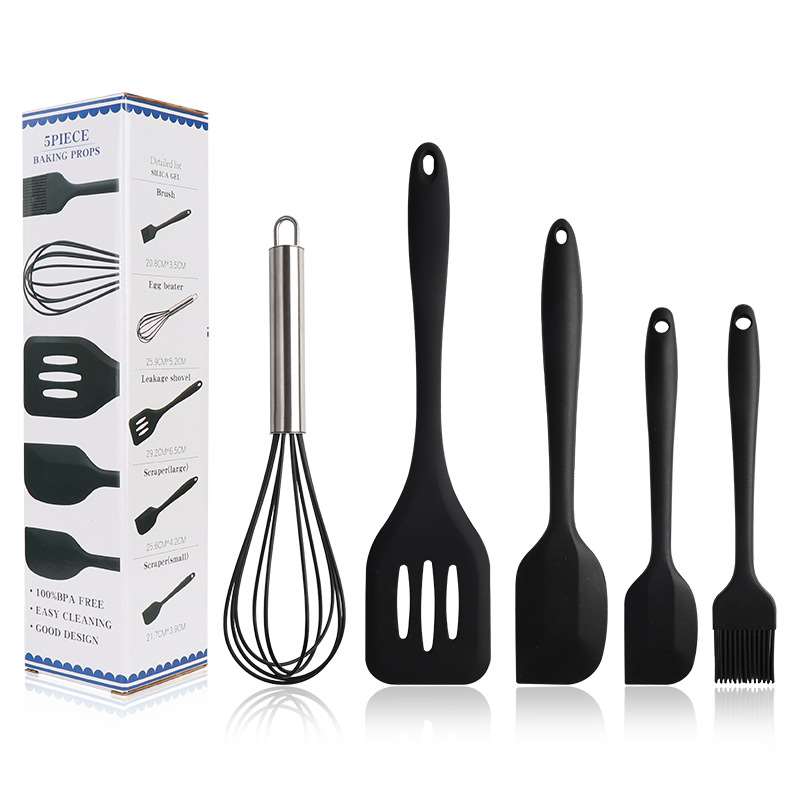 好货硅胶厨具套装刮刀5件套烘焙工具硅胶铲食品夹油刷打蛋器烹饪