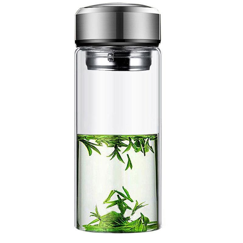 好货新款矮胖耐热单双层便携玻璃杯办公杯韩版泡茶杯子男女车载水