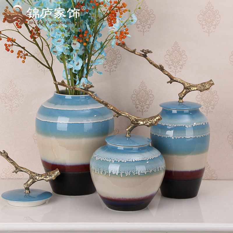 好货中式储物罐陶瓷花瓶茶叶罐客厅玄关电视柜装饰工艺品实用花器