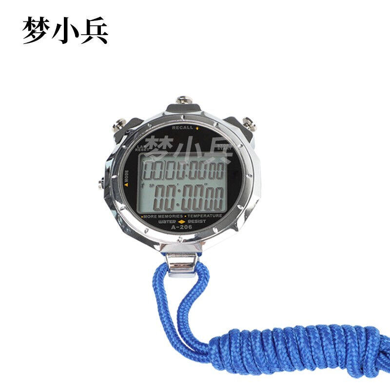 厂家金属防水秒表双排60道夜光温度显示秒表运动秒表计时器闹铃