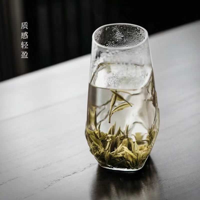 好货日式创意观山杯 绿茶杯耐高温双层玻璃杯 锤纹玻璃杯牛奶果汁