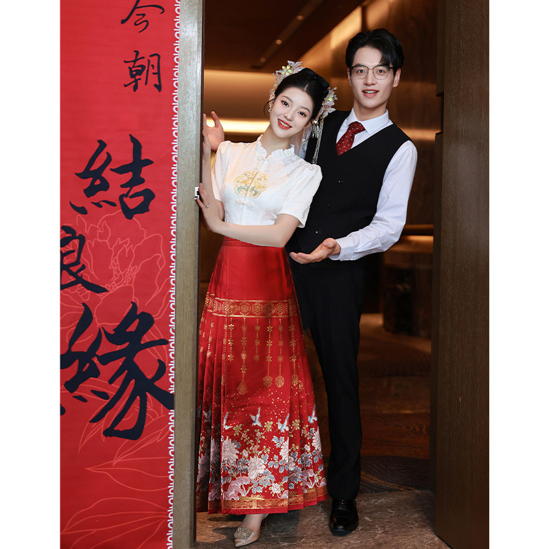 好货新中式马面裙敬酒服2025新款订婚礼服裙新娘红色套装旗袍刺绣