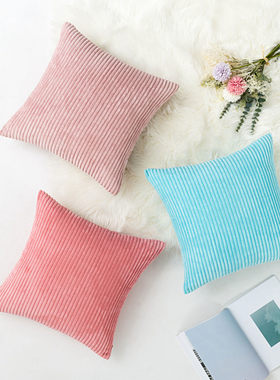 灰色沙发配抱枕轻奢高端纯色靠背垫客厅大靠枕床头长方形枕套不含