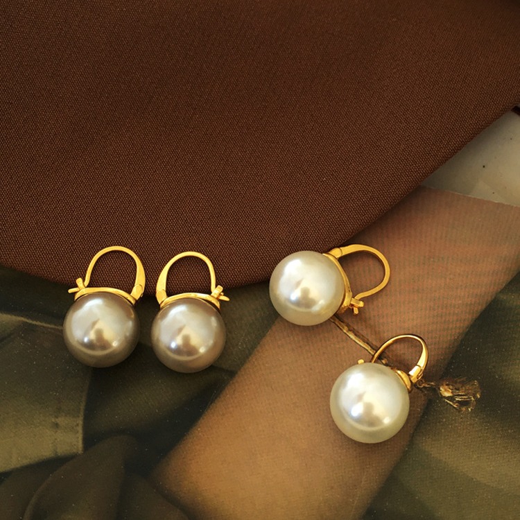 明星款复古港风气质珍珠耳坠优雅淑女耳环ins风简约时尚耳饰