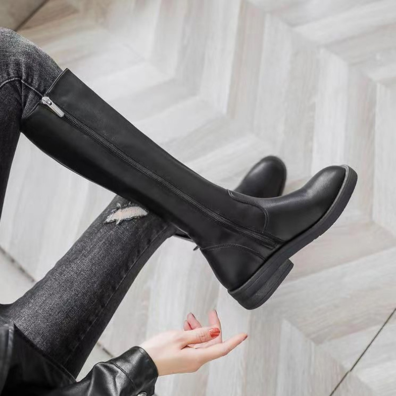 马靴小个子长筒不过膝靴子女马丁靴2025秋冬季新款骑士靴女款高筒