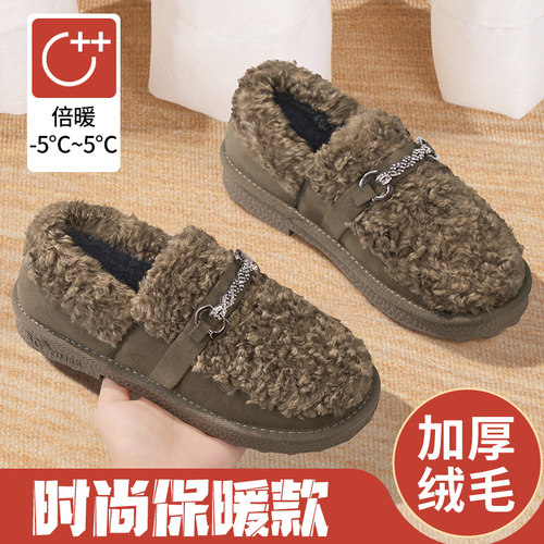 老北京毛毛鞋软底棉鞋女冬加绒