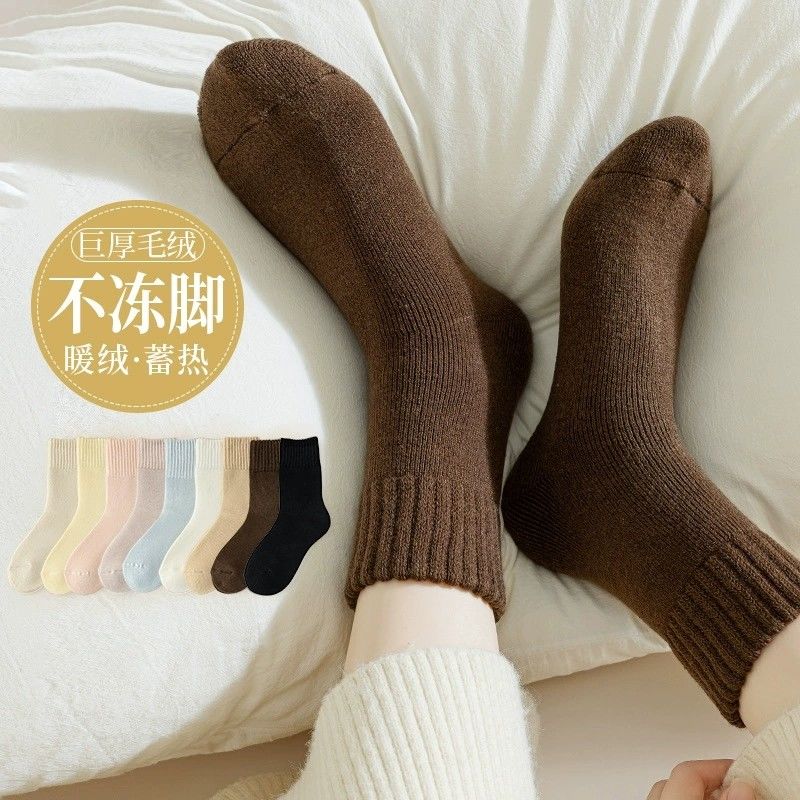 秋冬加绒加厚保暖袜子 雪地袜 居家女袜月子袜超厚地板袜