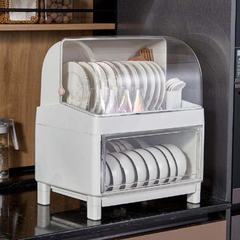 家用分层厨房碗柜碗筷收纳盒带盖收纳架装碟盘沥水碗架小型置物架,厨房/烹饪用具,微波炉置物架,淘宝优惠券,粉丝福利购,淘宝优惠卷