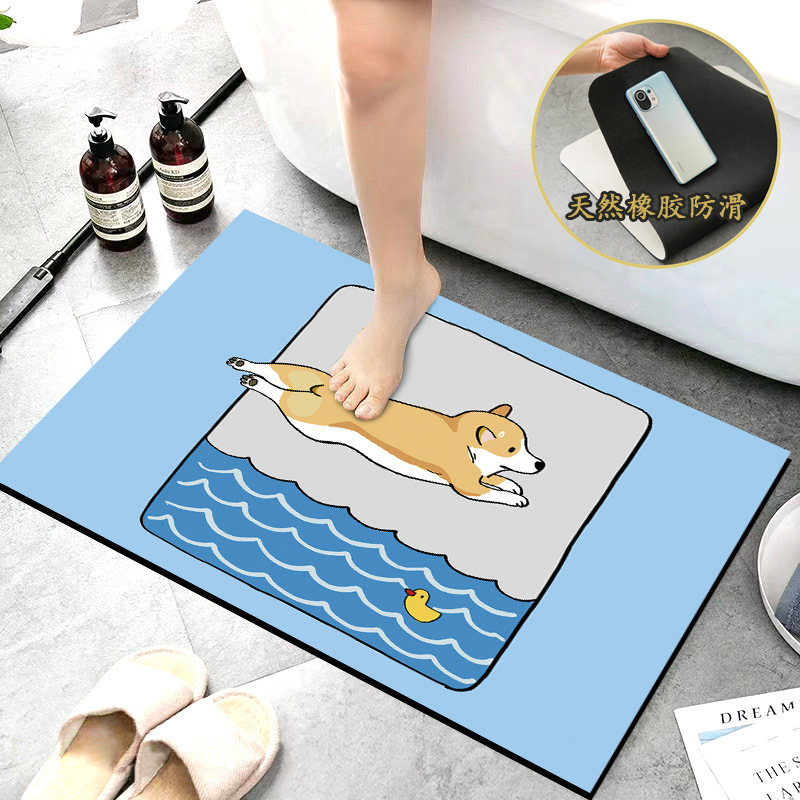 宠物狗吸水地垫科技绒软硅藻泥橡胶地垫浴室速干门垫厨房阳台脚垫