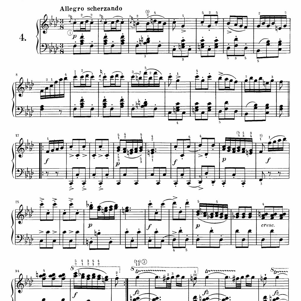 舒伯特 即兴曲D.935 no.4五线谱钢琴谱乐谱乐曲曲谱12页PDF浪漫